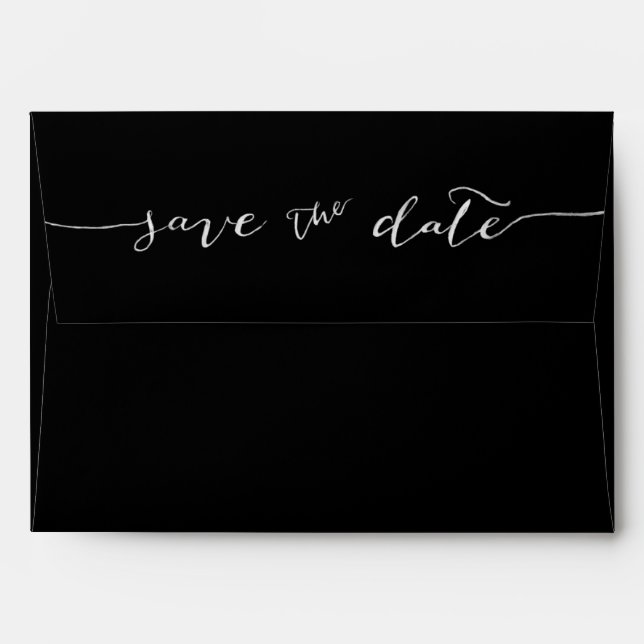 Hand-Lettered Save the Date Black Envelope (Back (Top Flap))
