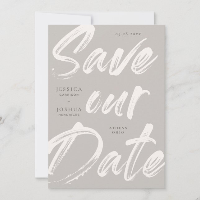 Hand Lettered Script EDITABLE Colours Save the Dat Invitation (Front)