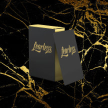 Hand Lettered Script Fearless Gold Glitter Black