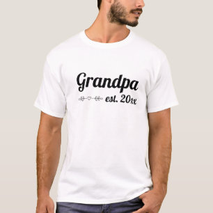 Hand Lettered Script Grandpa Established Year T-Shirt