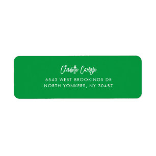 Hand Lettered Script Green Return Address  Label Return Address Label