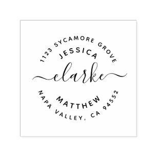 Hand-Lettered Script Married Couples Address Self-inking Stamp