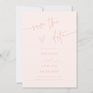 Hand Lettered Script Peach Wedding Save The Date