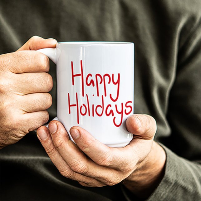 Hand-lettered script red Happy Holidays Coffee Mug (Creator Uploaded)