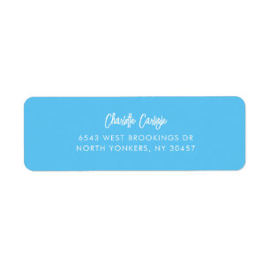 Hand Lettered Script Sky Blue Return Address  Labe Label