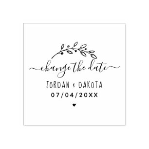 Hand-Lettered Script & Sprig   Change The Date Rubber Stamp
