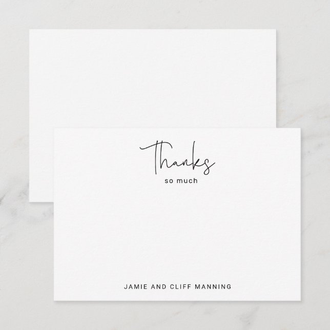 Hand Lettered Script Thanks So Much Black White Card (Front/Back)