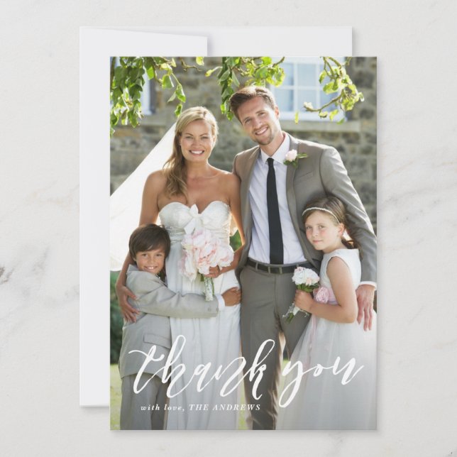 Hand Lettered Script Vertical Wedding Thank You (Front)
