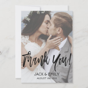 Hand Lettered Script Wedding Thank You Photo Card