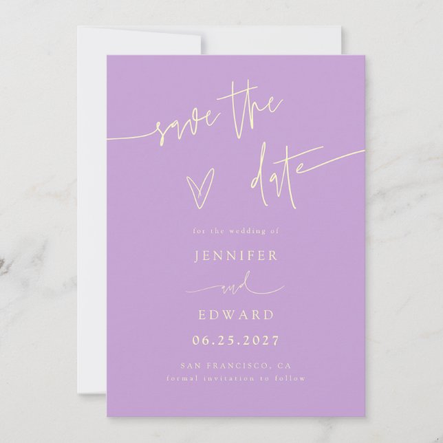 Hand Lettered Script Wisteria Save The Date (Front)