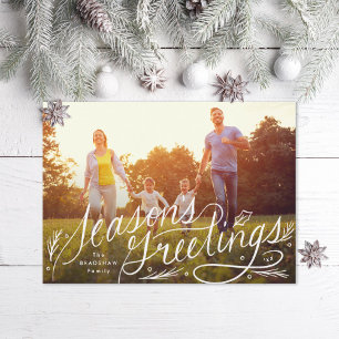 Hand Lettered Seasons Greetings Photo Holiday Card
