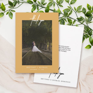 Hand-Lettered Simple Photo Mustard Yellow Thank You Card