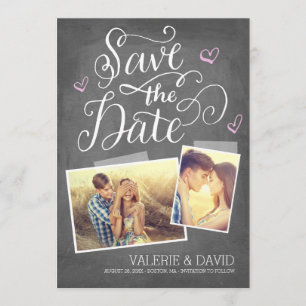 Hand lettered Snapshot 2-Photo Save the Date