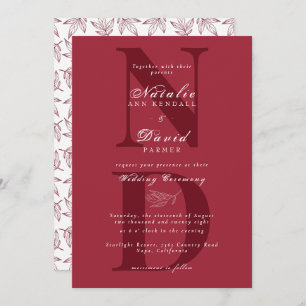 Hand Lettered Solid Colour Elegant Fall Wedding  Invitation