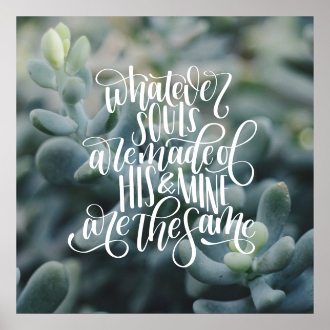 Hand lettered soulmate quote (square) poster (Front)