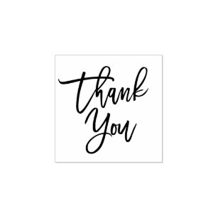 Hand Lettered Thank You Script Rubber Stamp