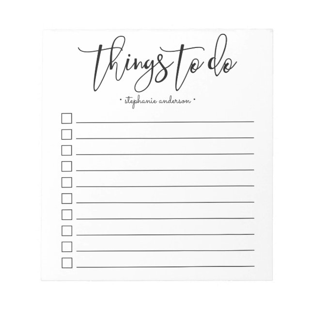 Hand-Lettered Things to Do Personalised Notepad (Front)