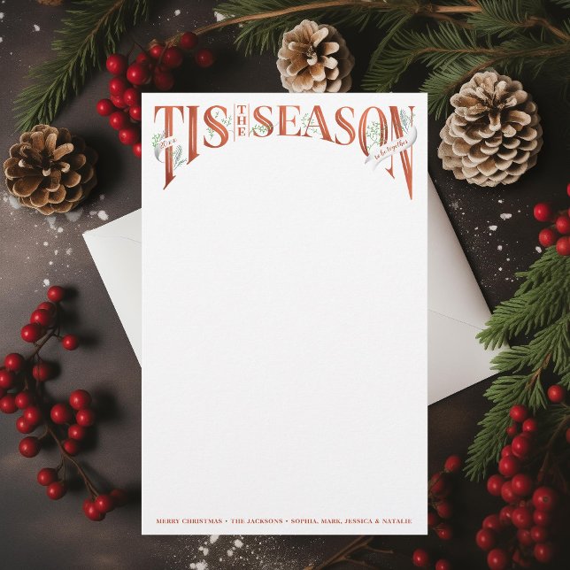 Hand-Lettered Tis The Season Christmas Stationery (Creator Uploaded)