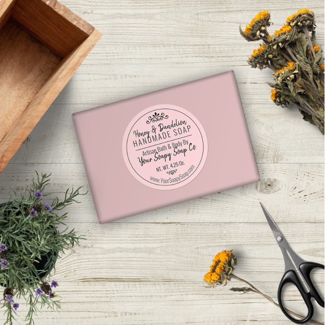 Hand-Lettered Typography Pink and Black Soap Classic Round Sticker (Creator Uploaded)