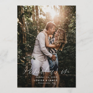 Hand Lettered Vertical Photo Save the Date Invitation