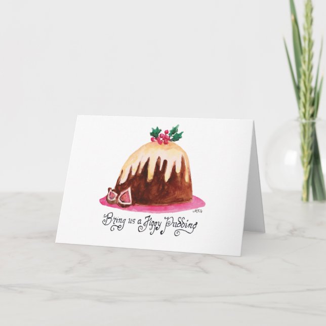 Hand Lettered Victorian Figgy Pudding Christmas Card (Front)