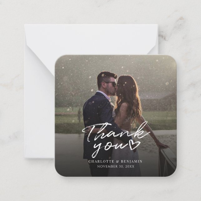 Hand-Lettered Wedding Day Photo Thank You Card (Front)