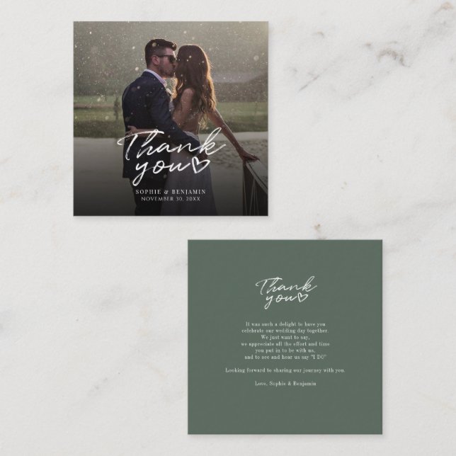 Hand-Lettered Wedding Day Photo Thank You Card (Front/Back)