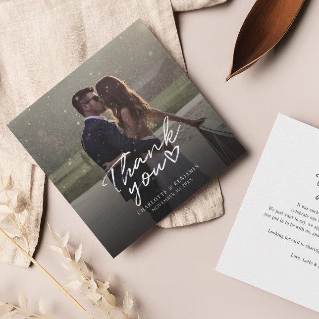 Hand-Lettered Wedding Day Photo Thank You Card (Wedding Thank You Photo Card)