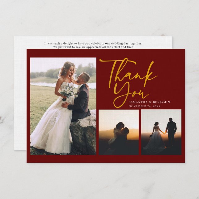 Hand-Lettered Wedding Day Photos Thank You Card (Front/Back)