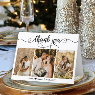 Hand Lettered Wedding Photo Collage Thank You Card