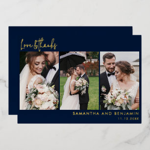Hand-Lettered Wedding Photo Collage Thank You Gold
