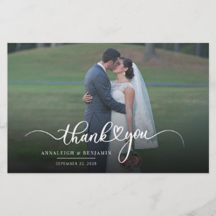 Hand-Lettered Wedding Photo Thank You Card