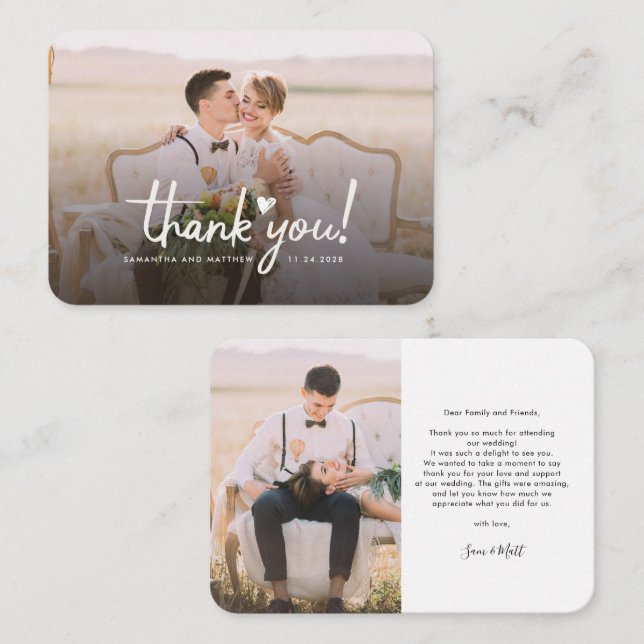 Hand-Lettered Wedding Photos Thank You Card (Front/Back)