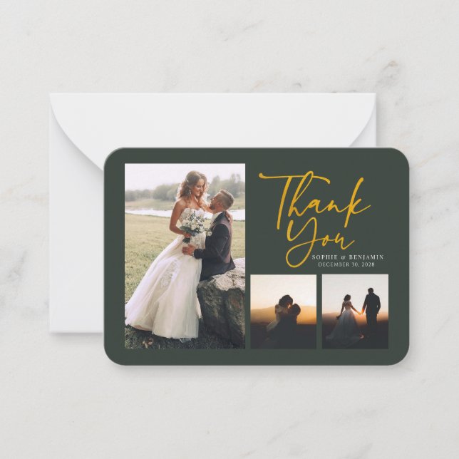 Hand-Lettered Wedding Photos Thank You Card (Front)