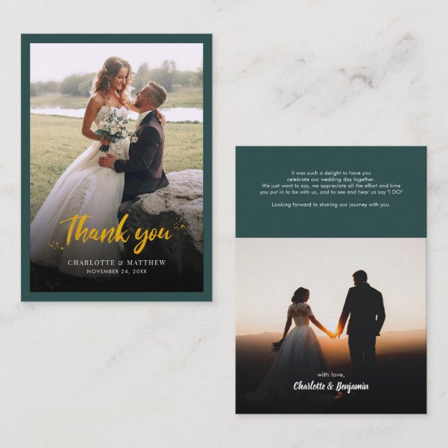 Hand-Lettered Wedding Photos Thank You Card (Front/Back)