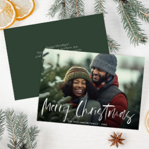 Hand lettered white lettered christmas card