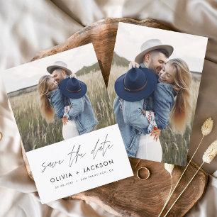 Hand Lettered White Save the Date Photo