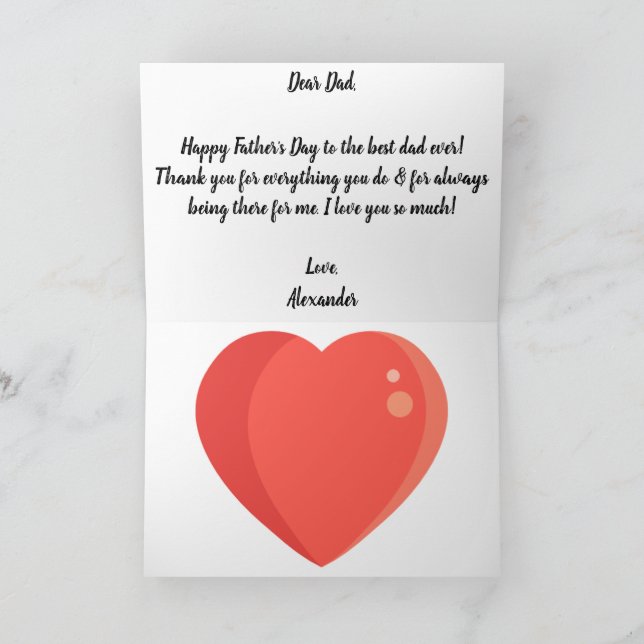 Hand-Lettered White Script Photo Father's Day Card (Inside)