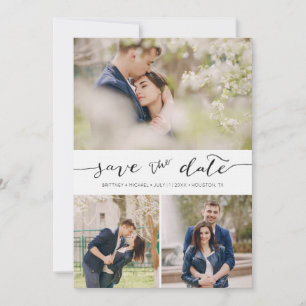 Hand Lettered with Images Save the Date Card