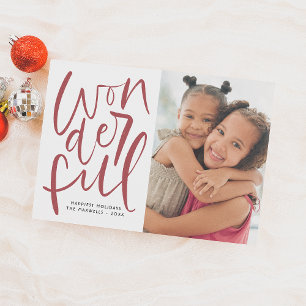 Hand Lettered Wonderful Christmas Holiday Photo