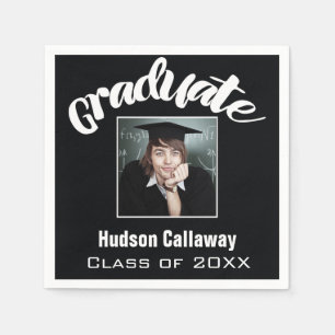 Hand Lettered Your Photo Class of Graduation Napkin