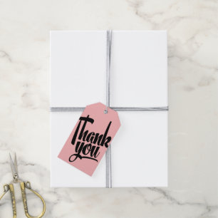 Hand Lettering Calligraphy Thank You Gift Tag Pink