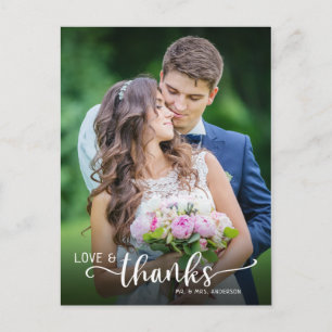Hand Lettering Love & Thanks Wedding Thank You Postcard
