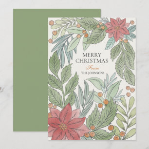 Hand lettering Merry and Bright Fun Photo Holiday  Card