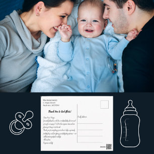 Hand Lettering Photo Baby Shower Thank You  Postcard
