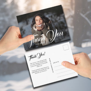 Hand Lettering Photo Graduation Thank You Postcard
