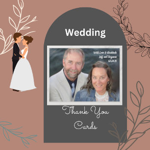 Hand Lettering Photo Wedding Thank You  Postcard