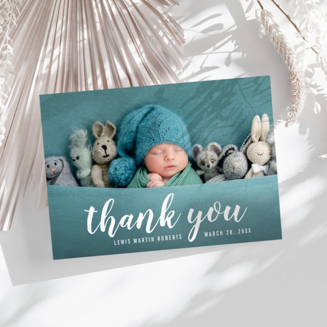 hand lettering thank you birth announcement card (Creator Uploaded)