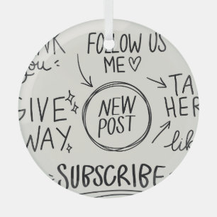 Hand Lettering: Vintage Doodle Set. Glass Tree Decoration