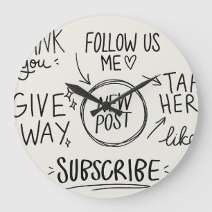 Hand Lettering: Vintage Doodle Set. Large Clock